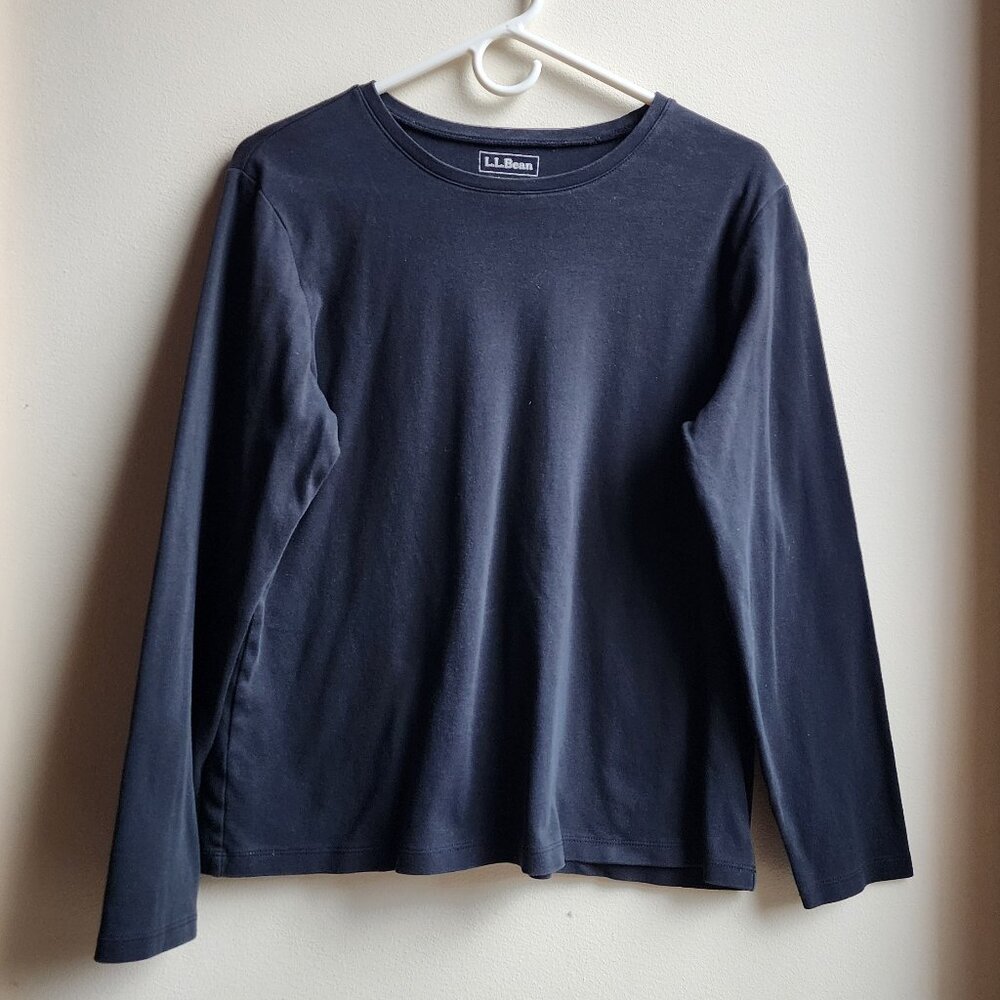L.L. Bean Black Long Sleeve Scoop Neck Jersey Size Large